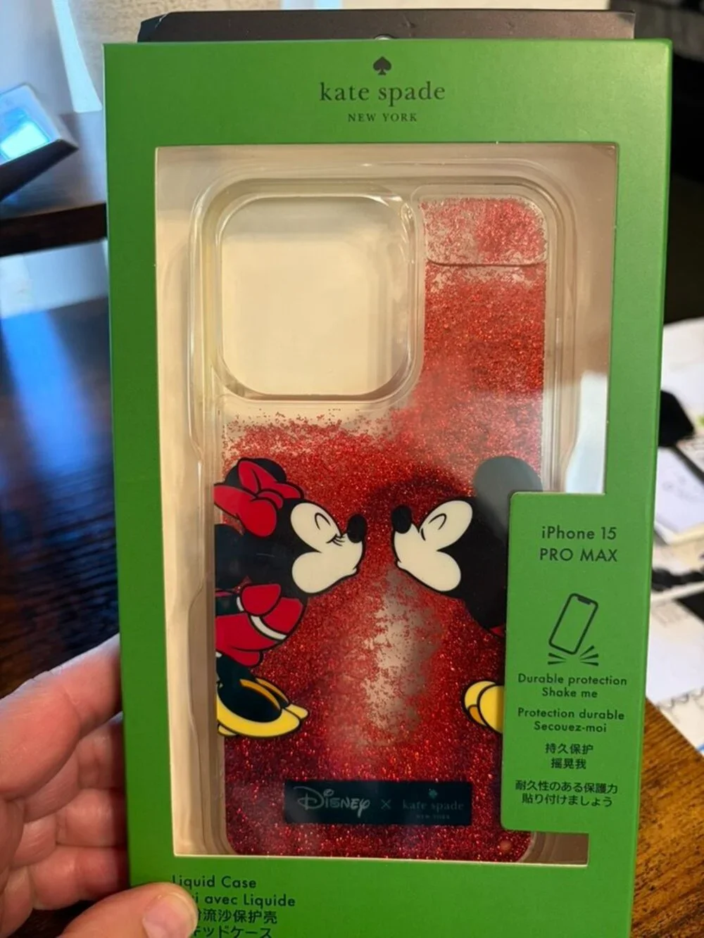 Kate Spade x Disney Mickey Minnie Mouse Liquid Glitter iPhone 15 Pro Max Case